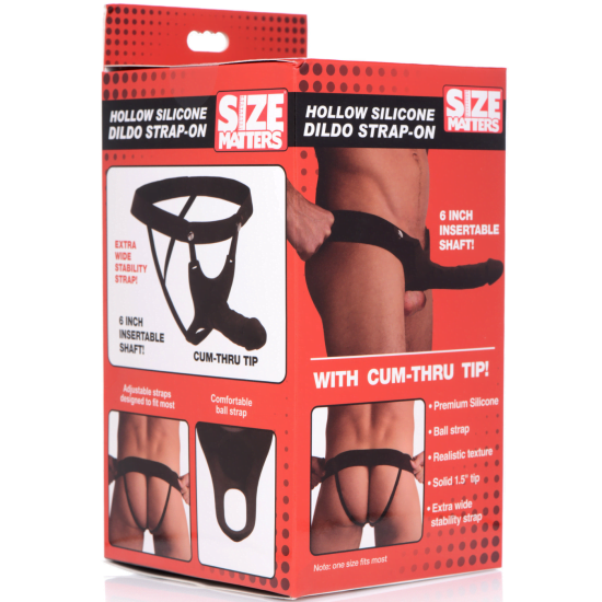 6 Hollow Silicone Dildo Strap On With Cum Through Tip