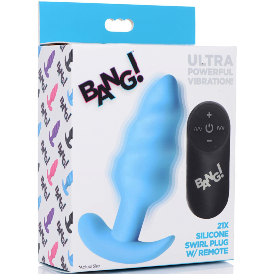 Bang Vibrating Swirl Butt Plug With Wireless Remote
