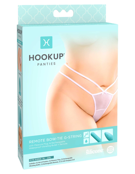 Hookup White G String Panties with Remote Bullet Butt Plug Size XL XXL