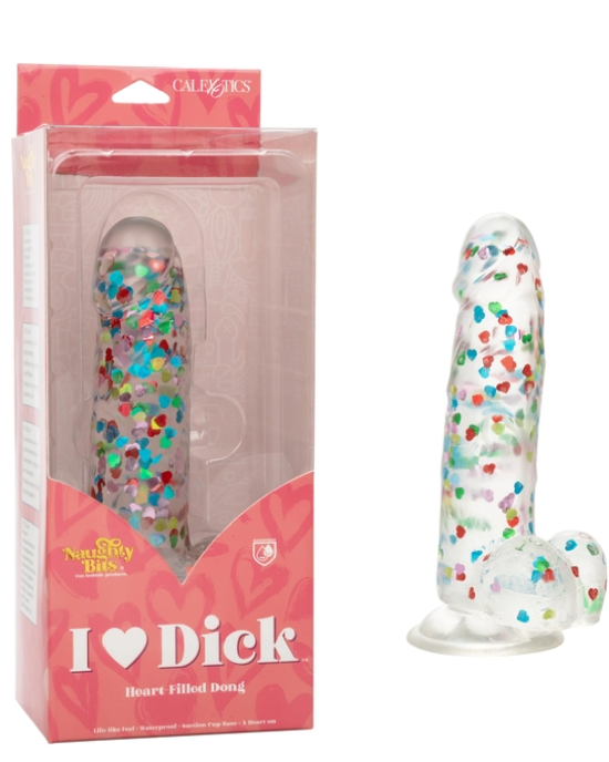 I Love Dick Heart Shaped Confetti 8 Inch Dildo 2