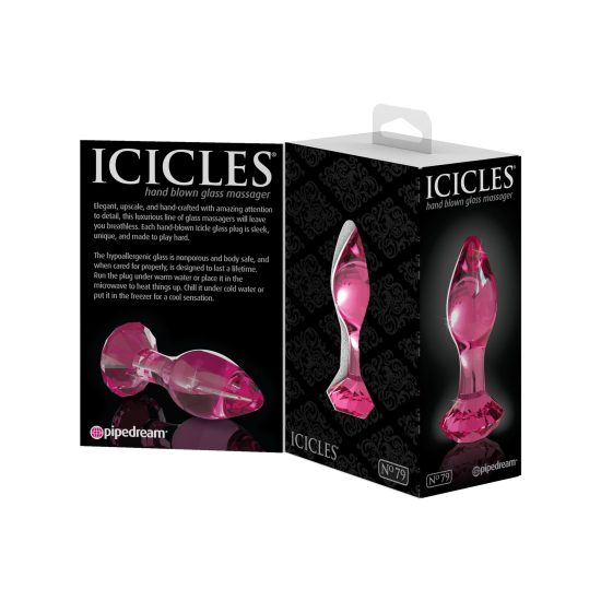 Icicles No. 79 Glass Diamond Butt Plug Pink 1
