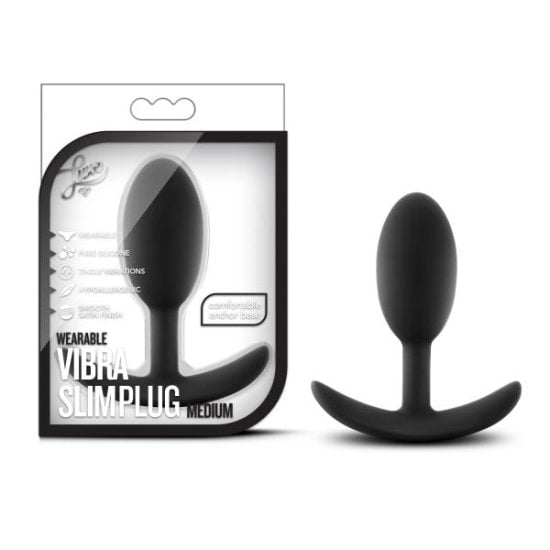 Luxe Medium Wearable Silicone Vibra Slim Plug Black