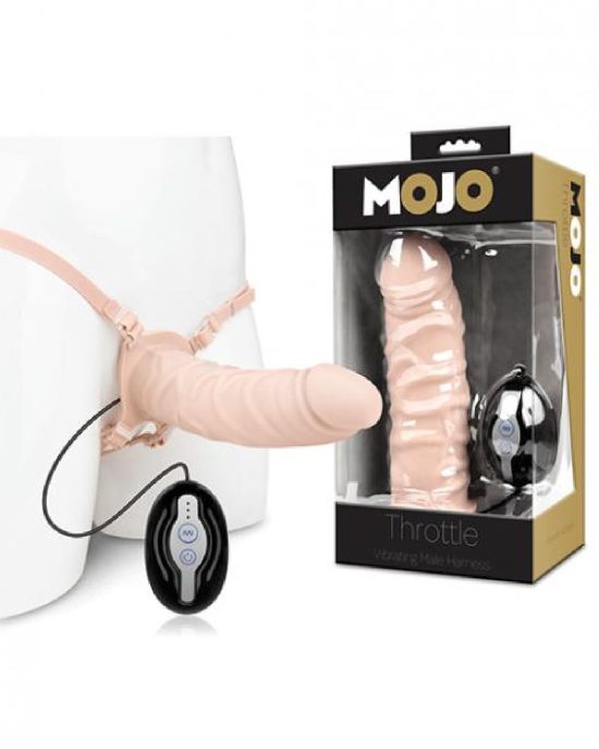Mojo Ghia Vibrating Hollow Dildo Harness with Remote Vanilla 1