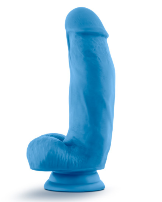 Neo Elite 7 Inch Dual Density Silicone Dildo with Balls by Blush Neon Blue 6