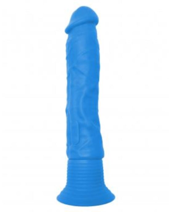 Neon Luv Touch Wall Banger Silicone Vibrating 7.5 Inch Dildo Blue