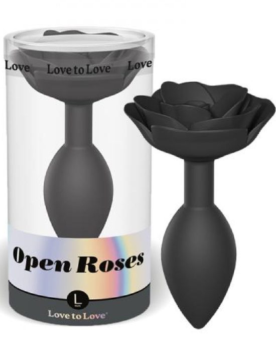 Open Roses Large Silicone Anal Plug Black 1
