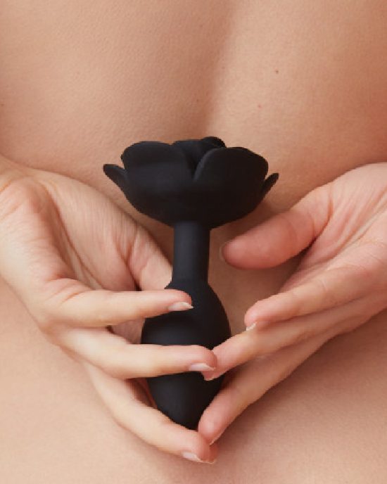 Open Roses Large Silicone Anal Plug Black 3