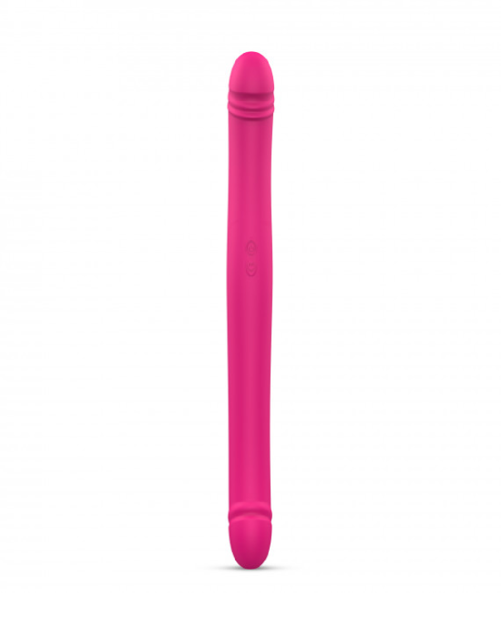 Orgasmic Double Duo 16.5 Inch Vibrating Thrusting Pink Dildo